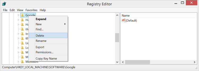 Delet Google Registry