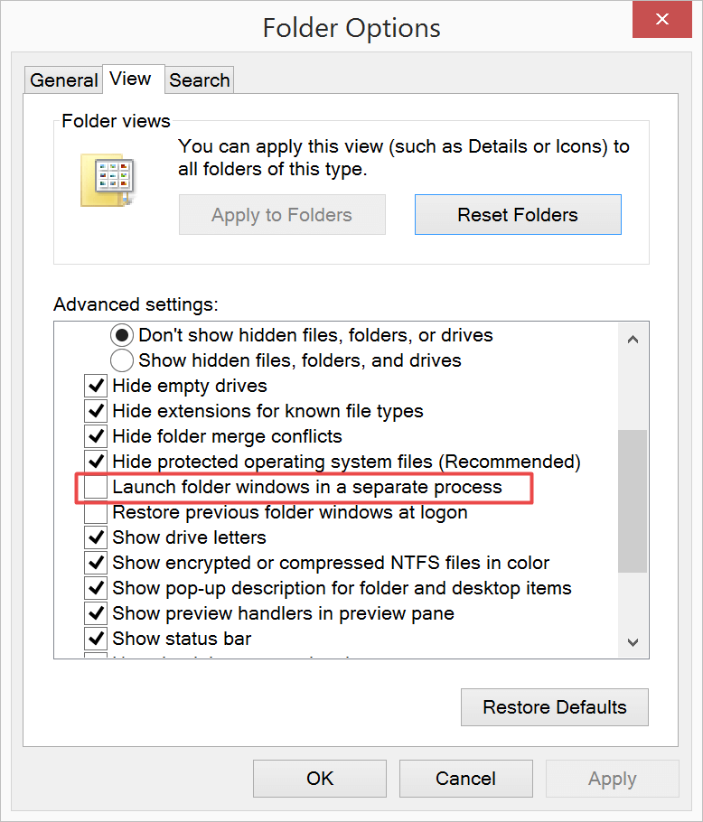 Launch Folder Windows in a separate process