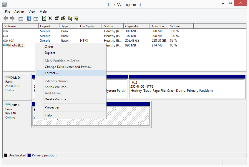 Format the SD card