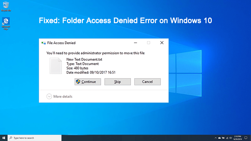 Folder Access Denied Error on Windows 10