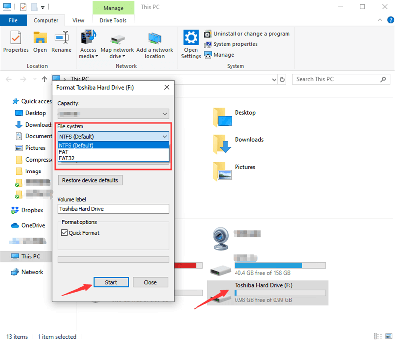 Format Toshiba