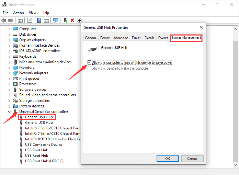 Power Management for USB Hub