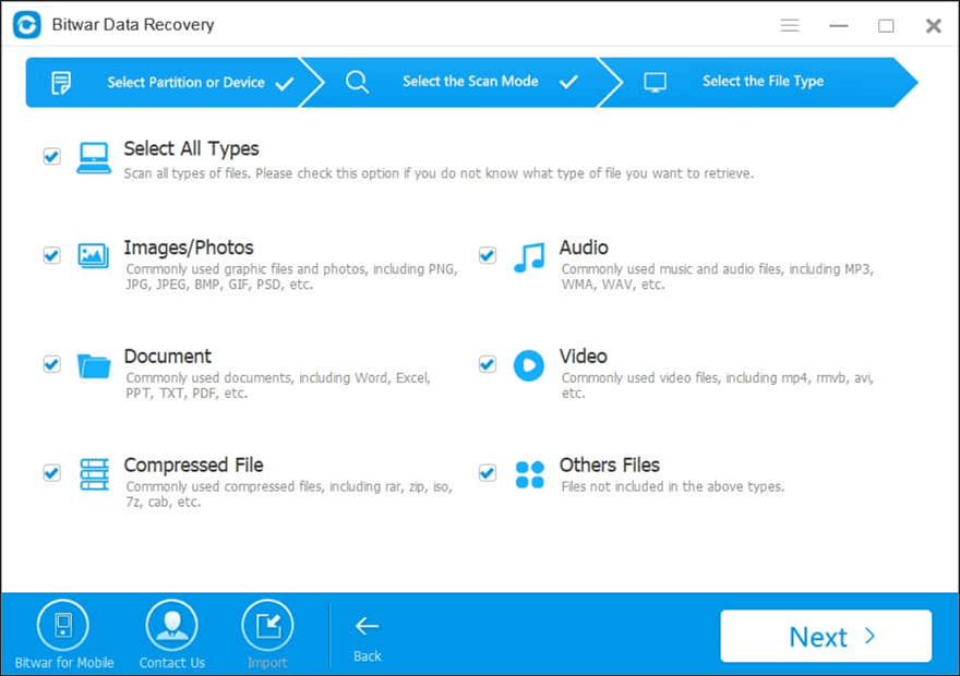 Choose file types